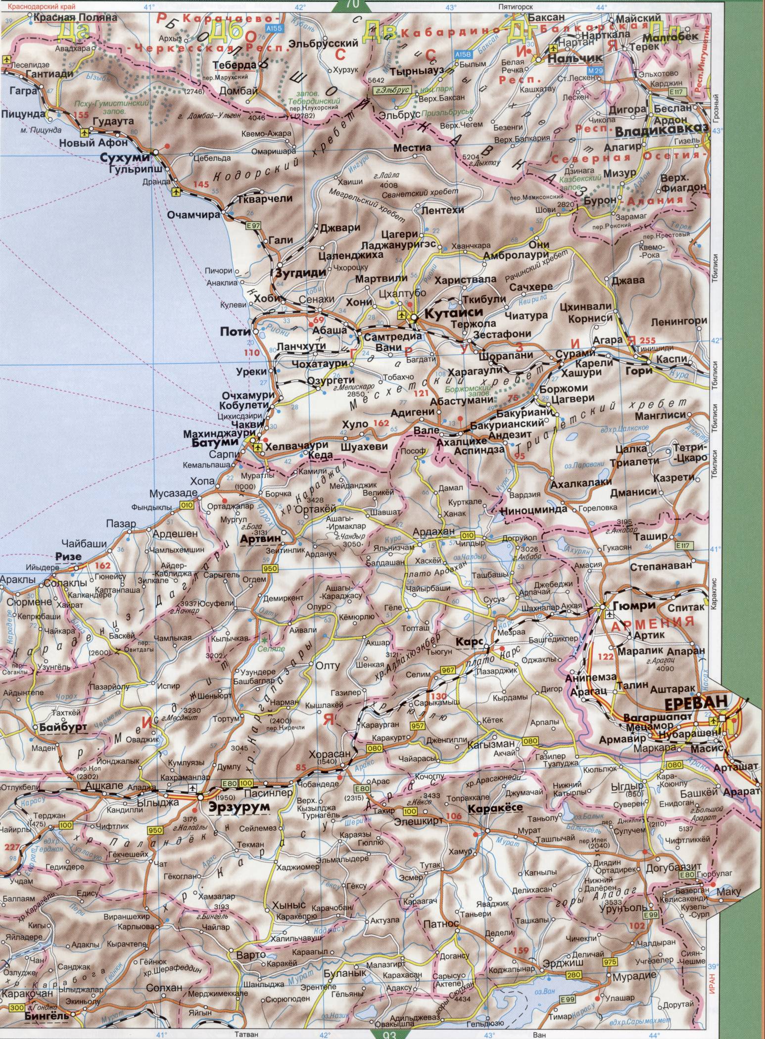 Карта Турции. Подробная карта Турции на русском языке. Карта автодорог Турции на русском, F0 - 