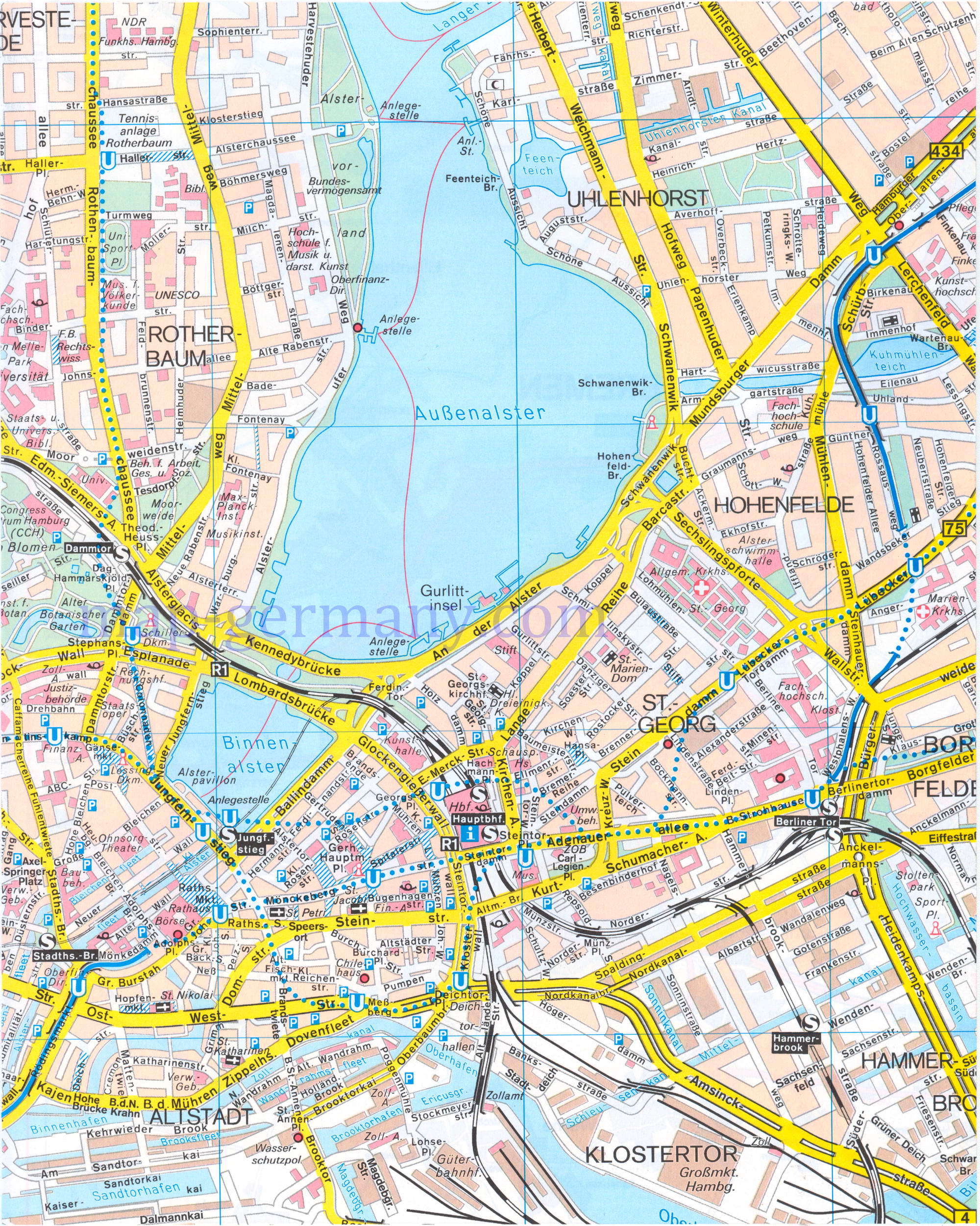 Карта улиц Гамбурга. Подробная карта улиц города Гамбург, B0 - 