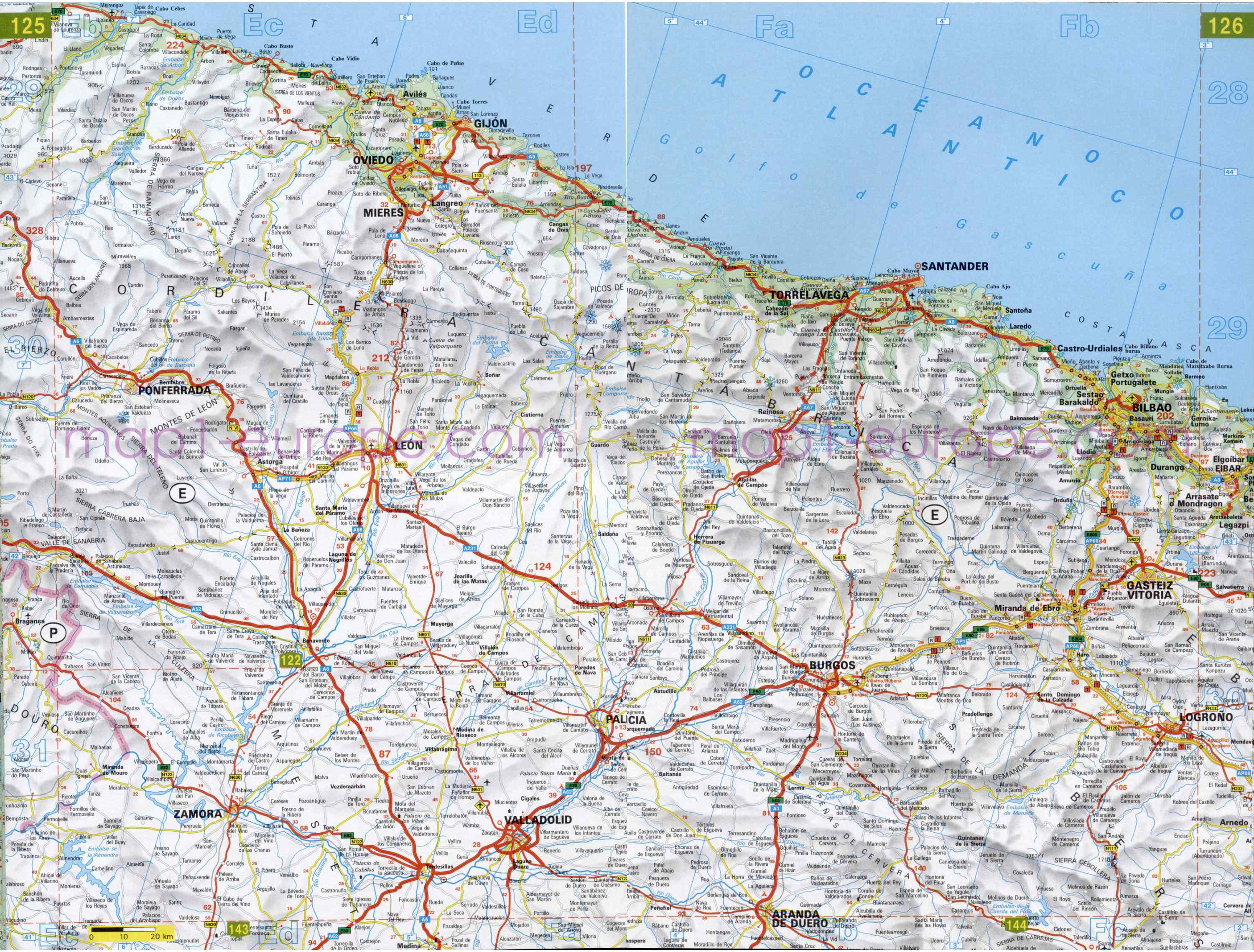 Автомобильная карта Европы. Атлас автомобильных дорог Европы на общей карте, B6 - 