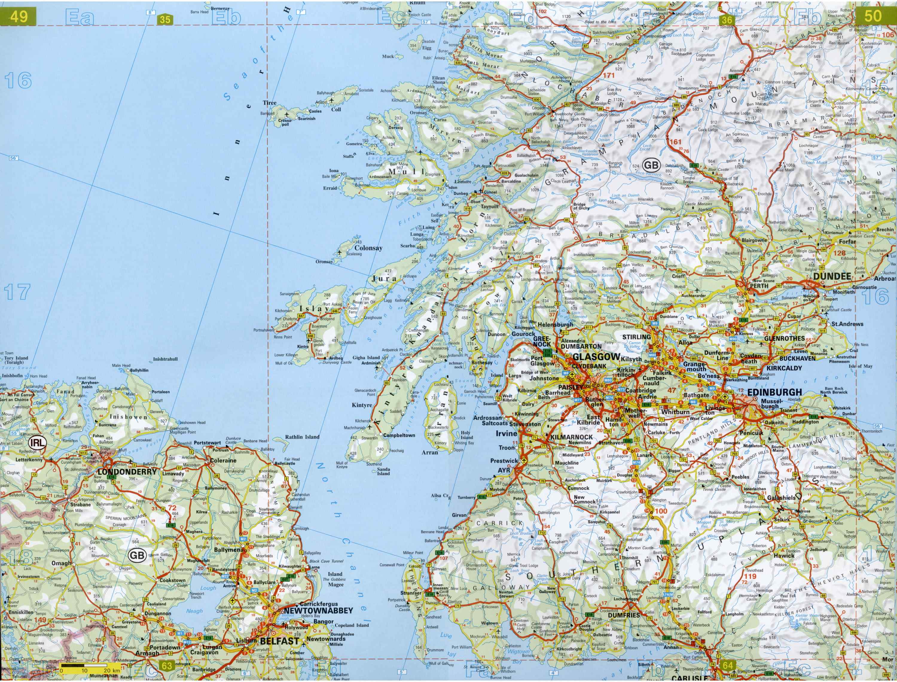 Автомобильная карта Европы. Атлас автомобильных дорог Европы на общей карте, C1 - 