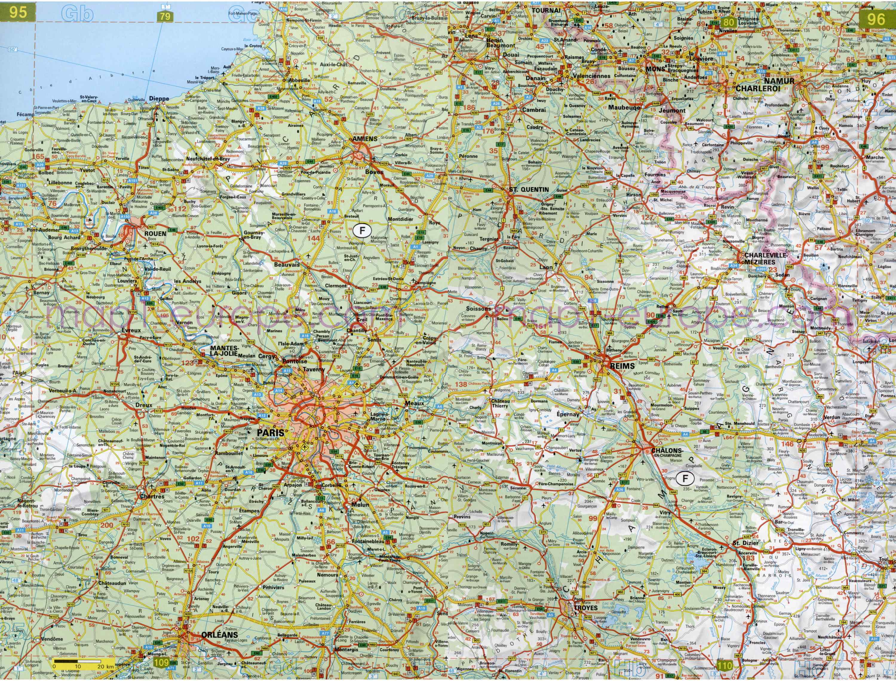 Автомобильная карта Европы. Атлас автомобильных дорог Европы на общей карте, D4 - 