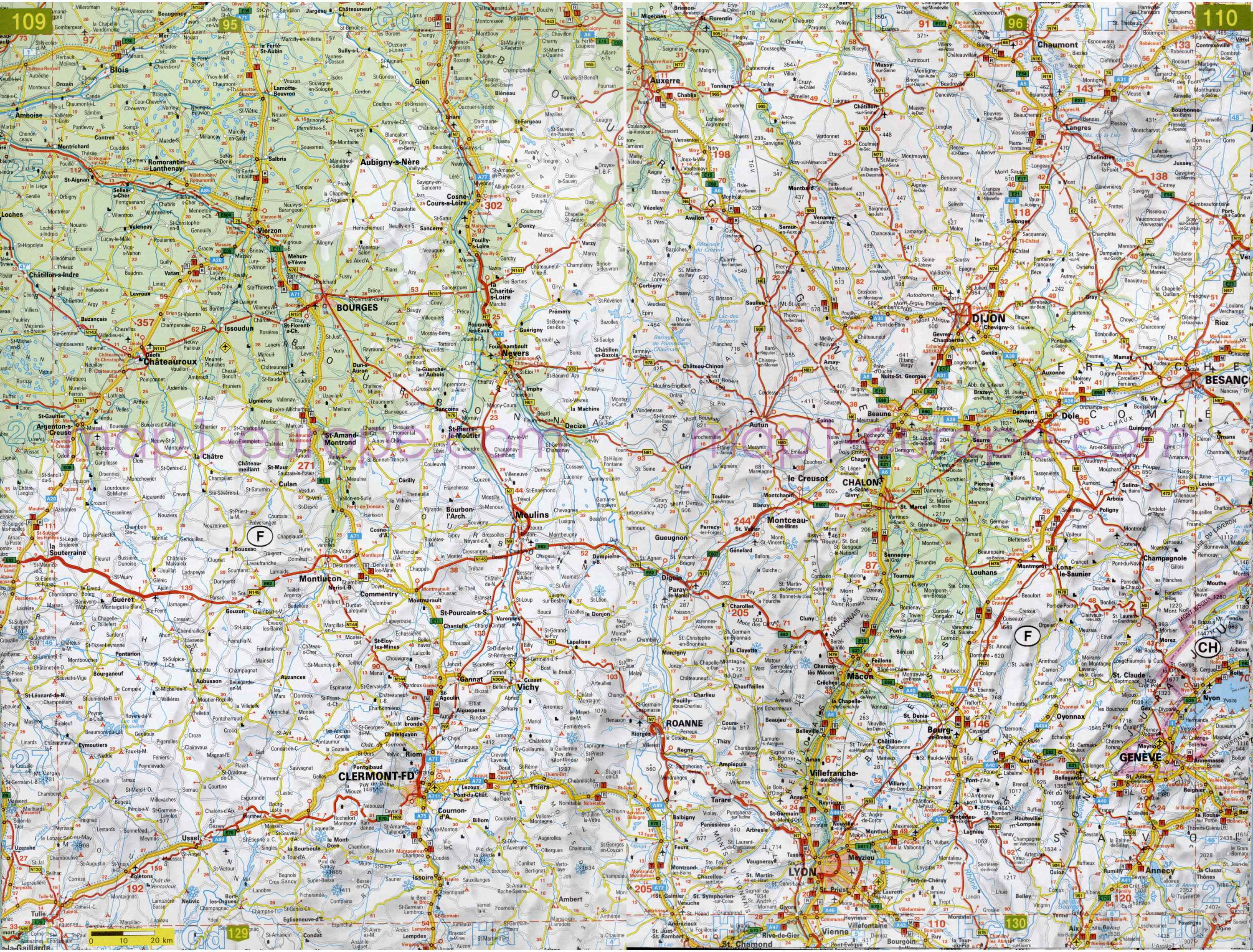 Автомобильная карта Европы. Атлас автомобильных дорог Европы на общей карте, D5 - 
