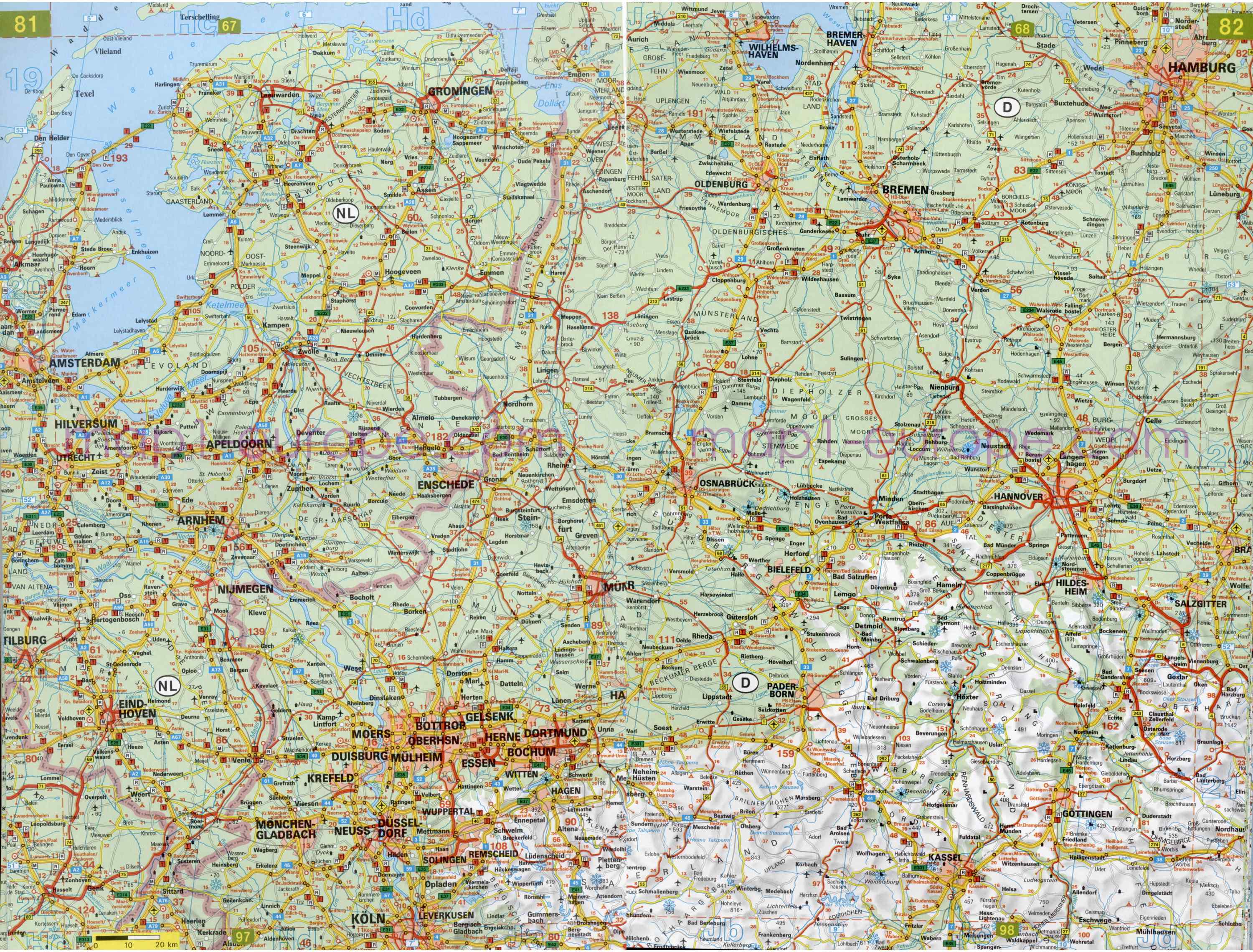 Автомобильная карта Европы. Атлас автомобильных дорог Европы на общей карте, E3 - 