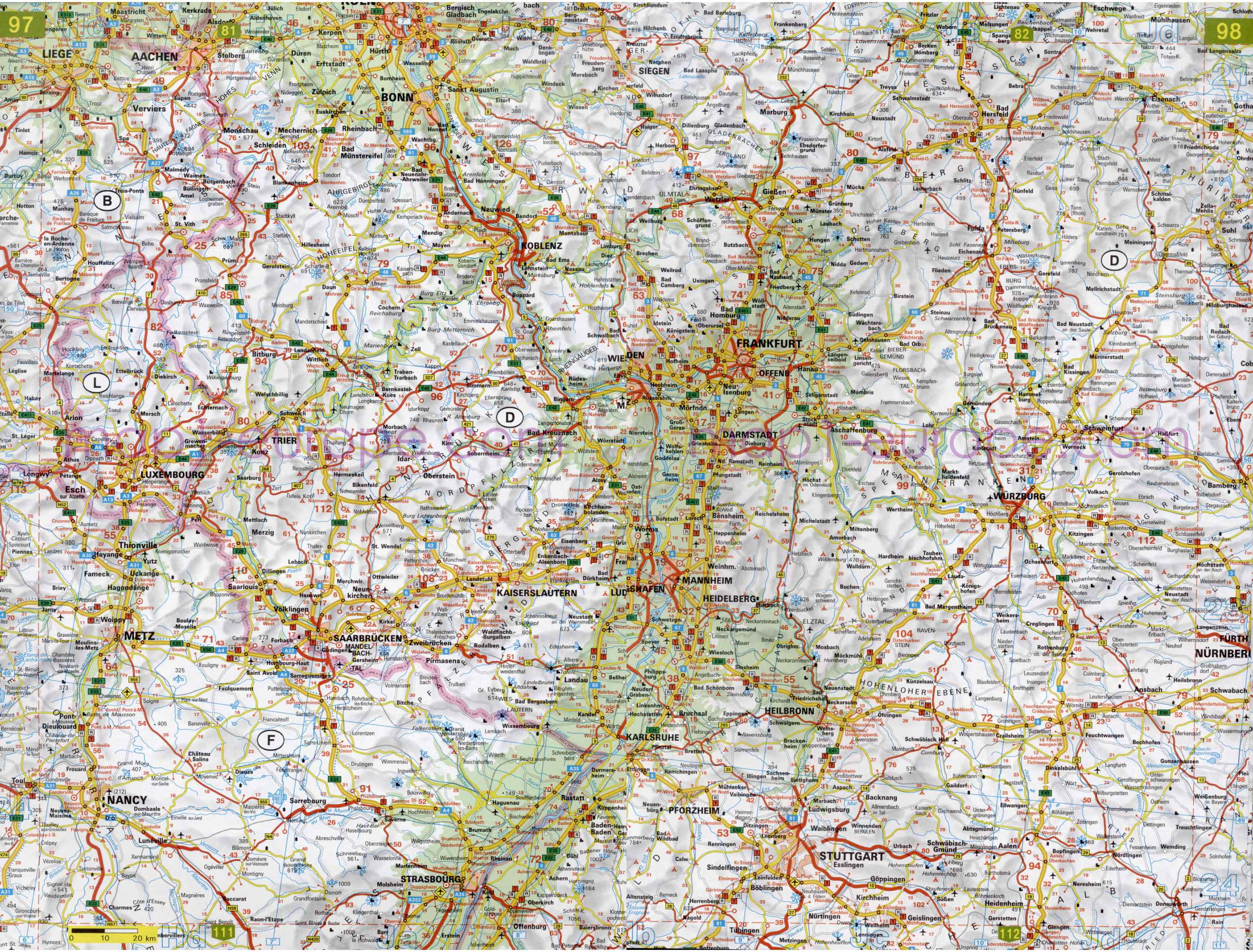 Автомобильная карта Европы. Атлас автомобильных дорог Европы на общей карте, E4 - 
