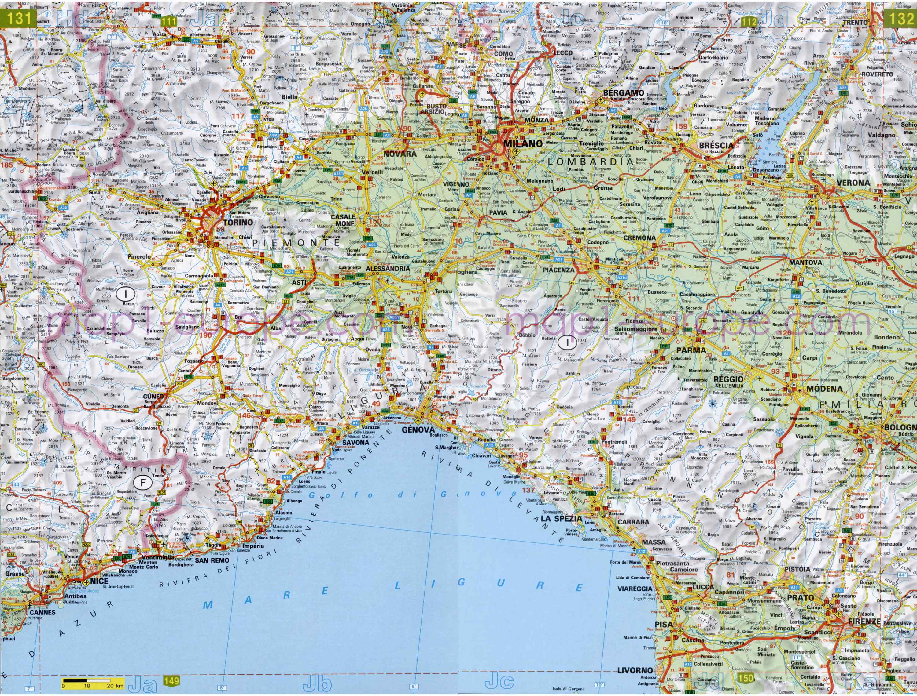 Автомобильная карта Европы. Атлас автомобильных дорог Европы на общей карте, E6 - 