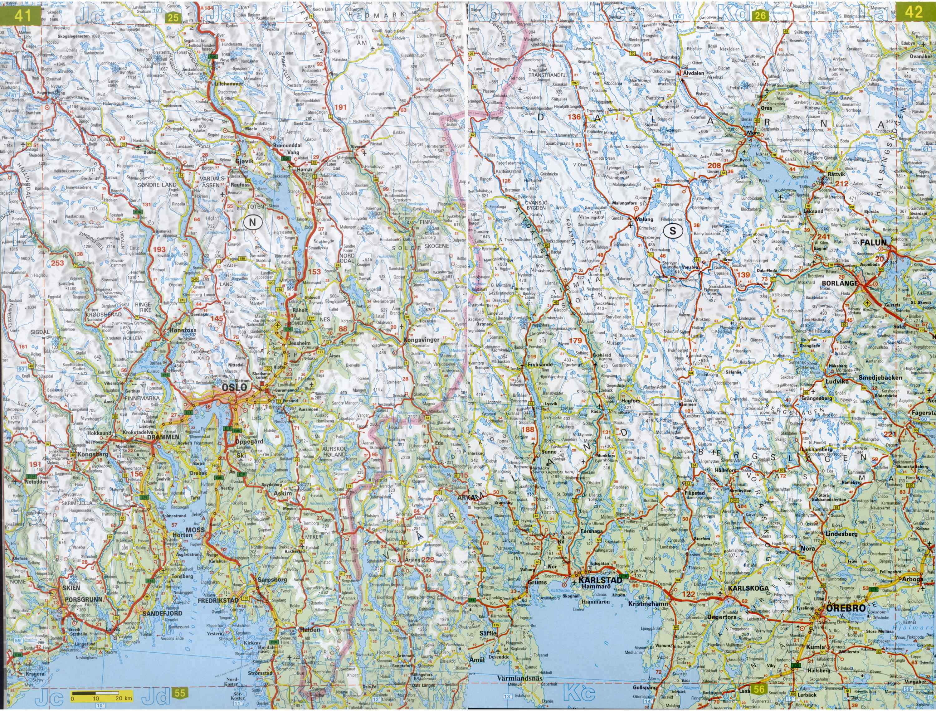 Автомобильная карта Европы. Атлас автомобильных дорог Европы на общей карте, F0 - 