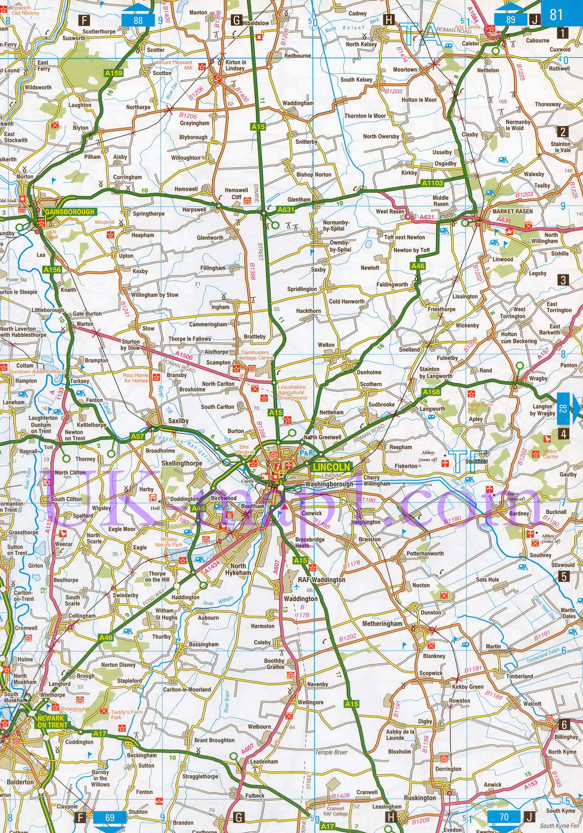 Карта графства Ноттингемшир. Большая подробная карта - графство Ноттингемшир (Англия), B0 - 