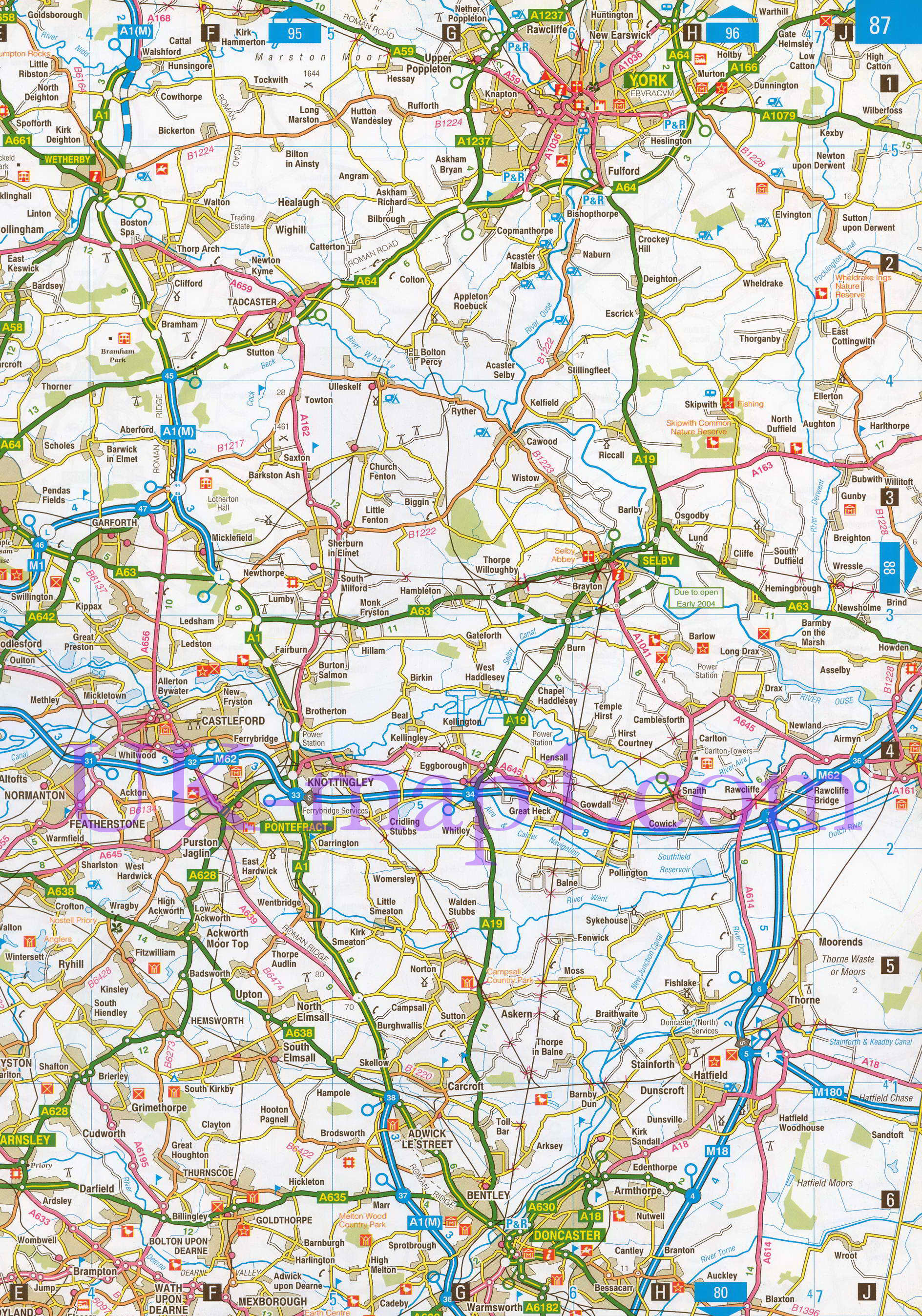 Карта Западного Йоркшира. Подробная карта графства Западный Йоркшир (Англия), B0 - 