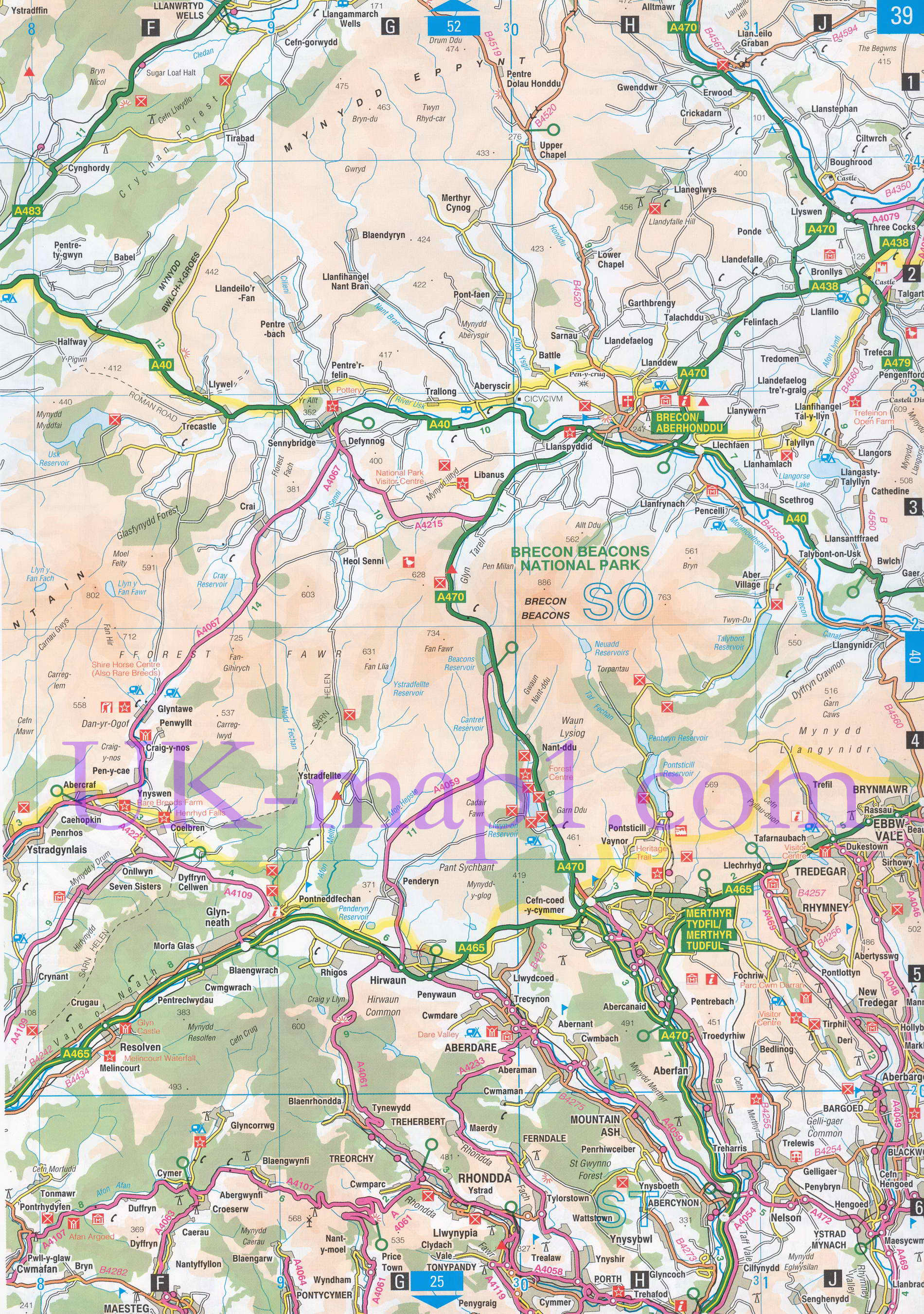Карта Нит Порт-Тальбот. Подробная карта города-графства Нит Порт-Тальбот, Уэльс, A0 - 