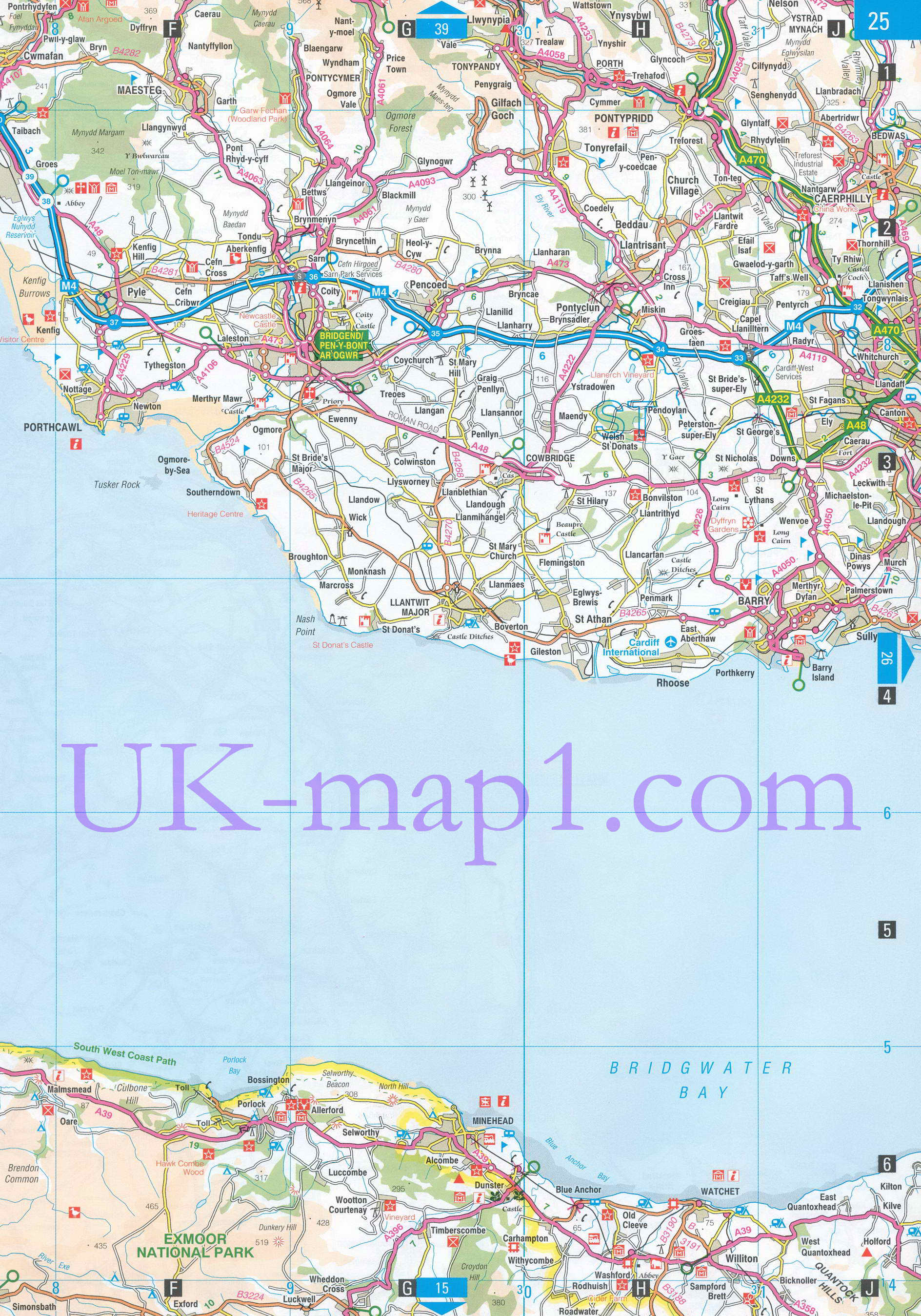 Карта Нит Порт-Тальбот. Подробная карта города-графства Нит Порт-Тальбот, Уэльс, A1 - 