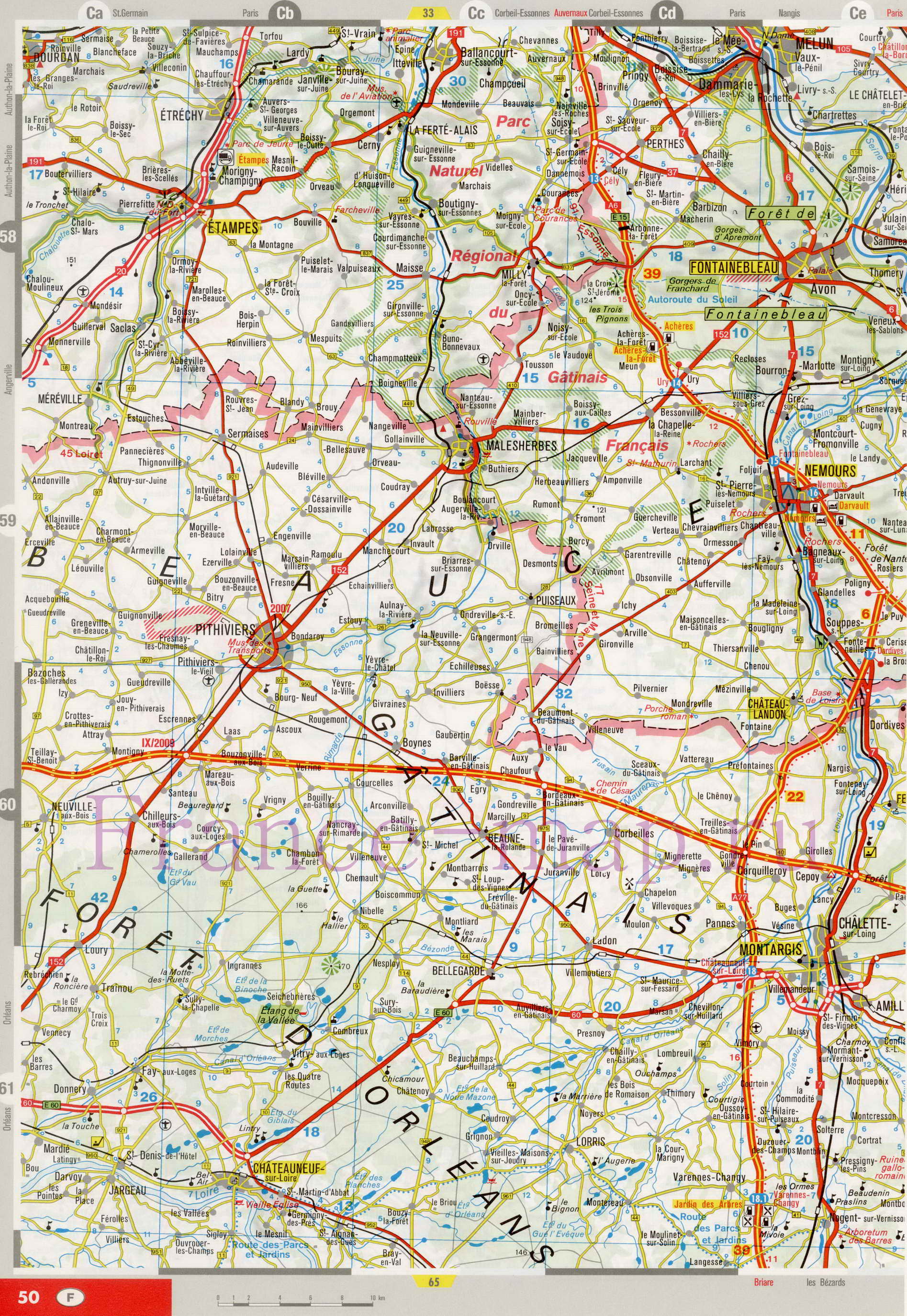 Карта Иль-де-Франс. Подробная карта провинции Иль-де-Франс, A1 - 