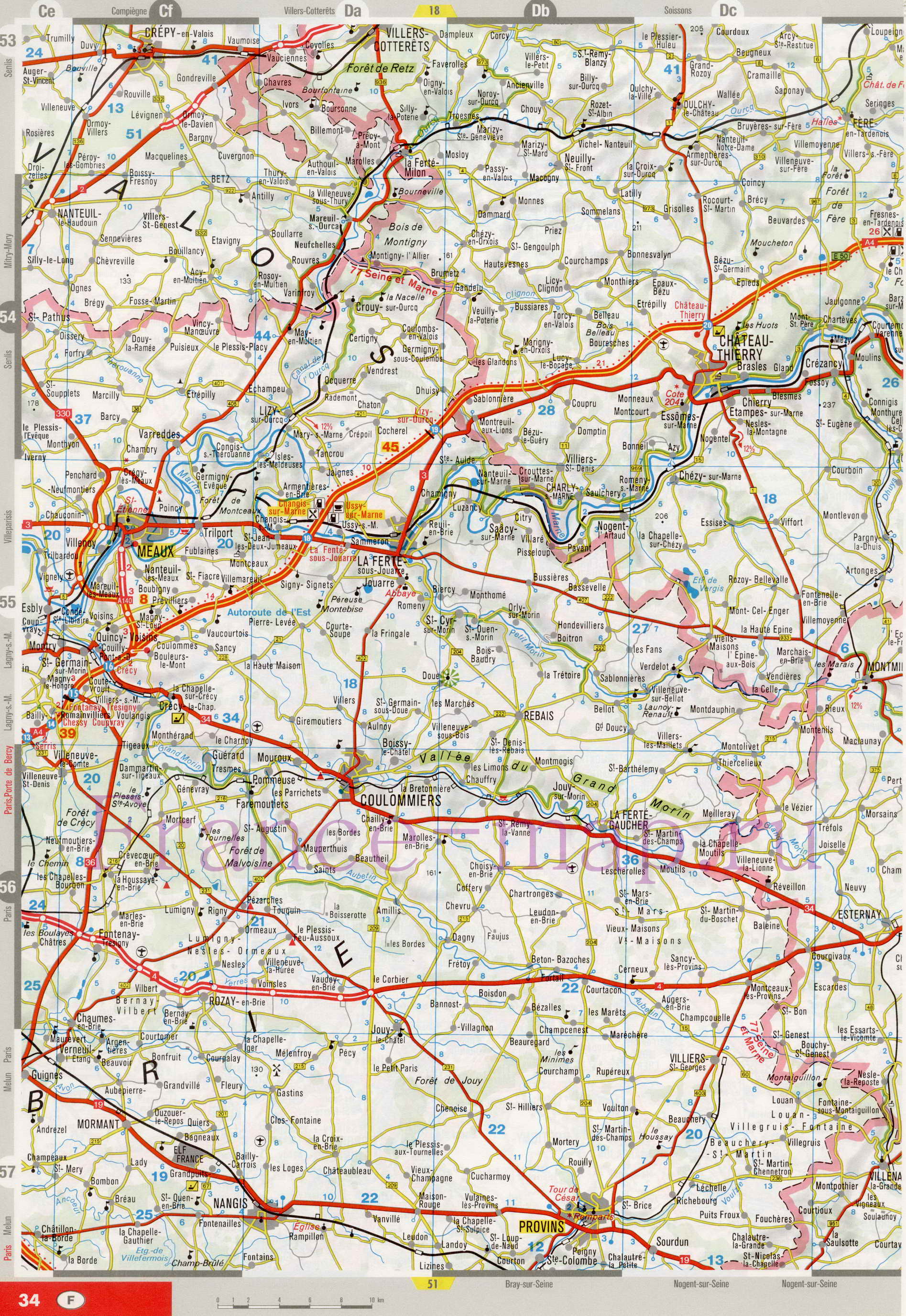 Карта Иль-де-Франс. Подробная карта провинции Иль-де-Франс, B0 - 