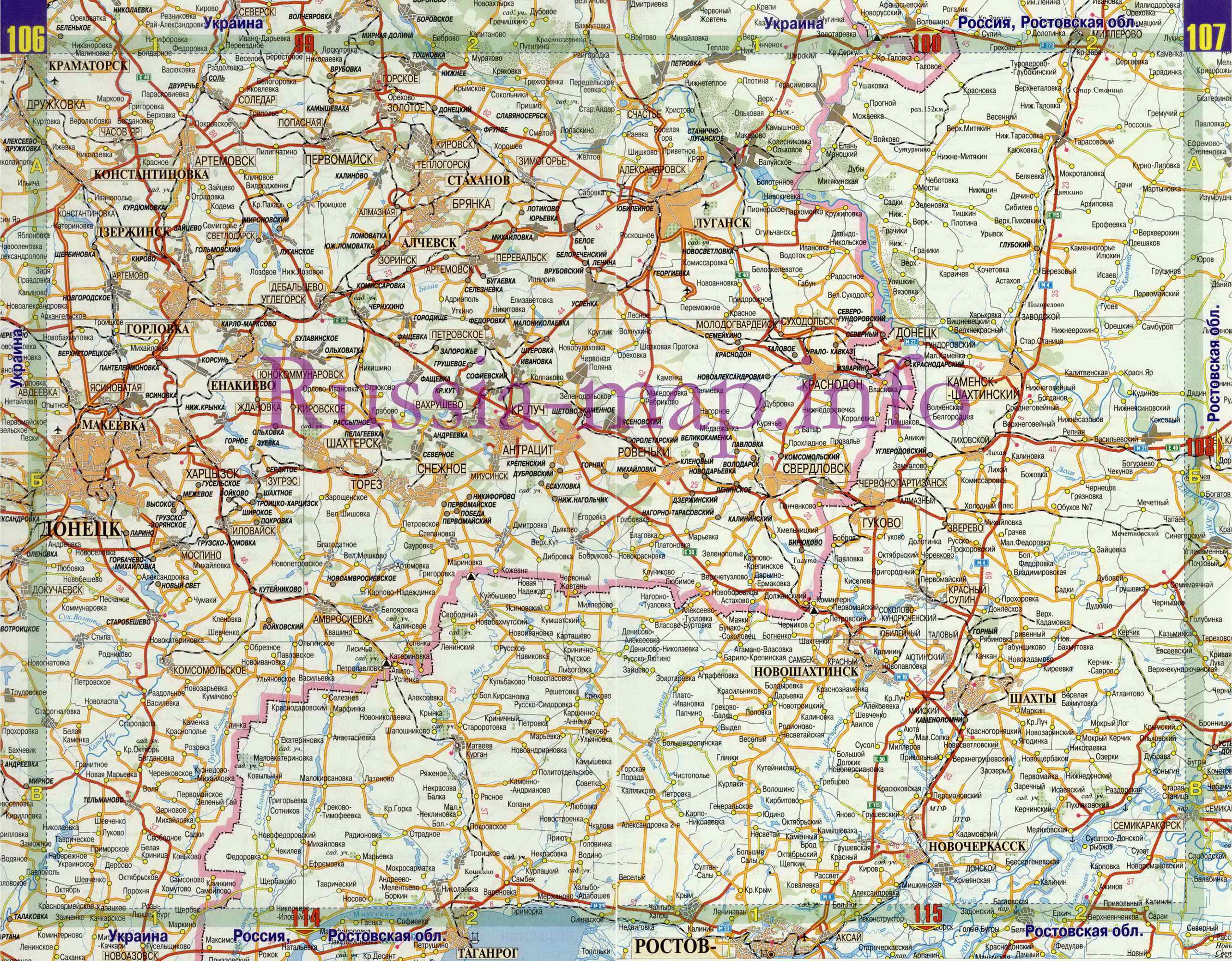 Карта дорог ростовской области. Подробная карта автодорог Ростовская область, A0 - 