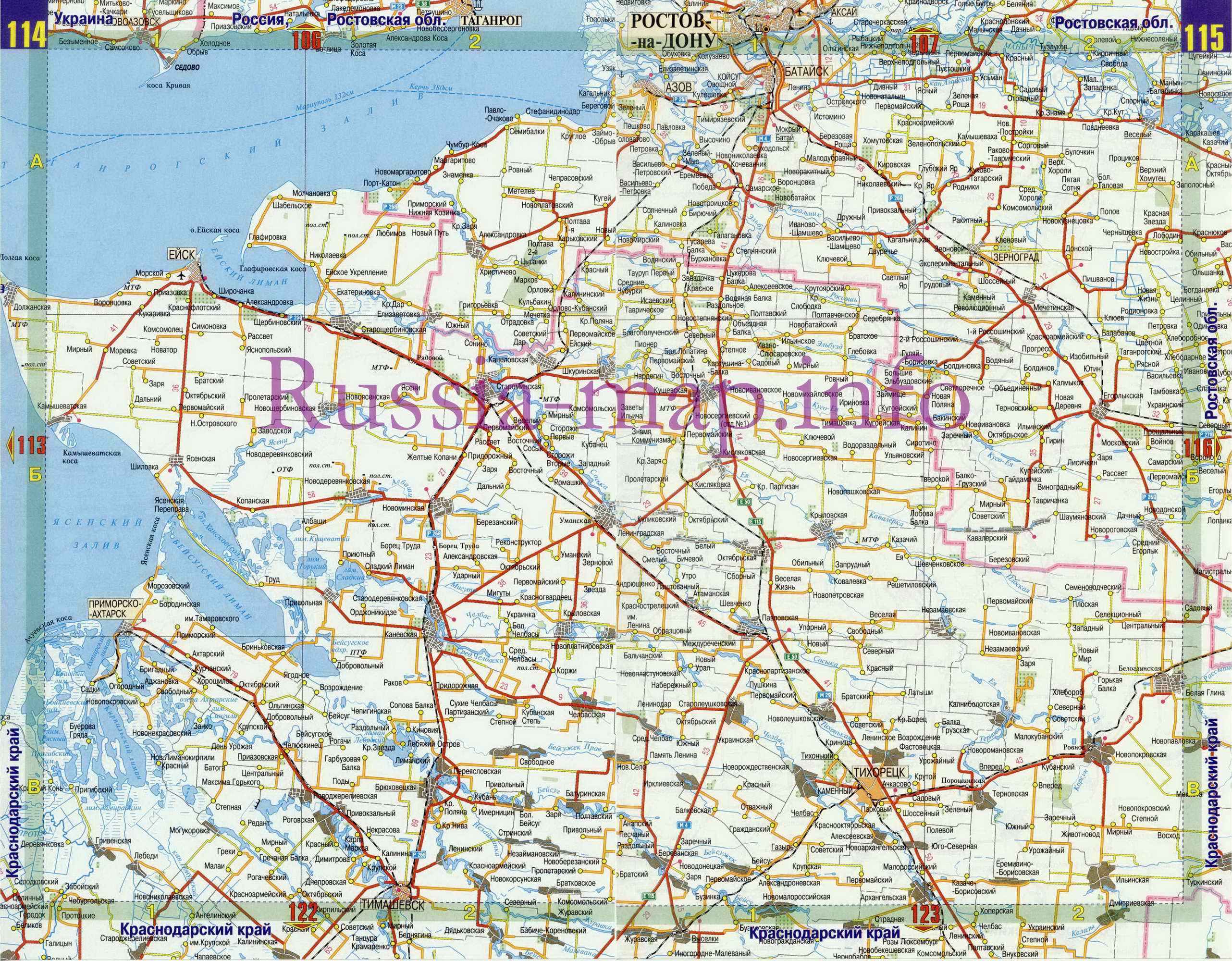 Карта дорог ростовской области. Подробная карта автодорог Ростовская область, A1 - 