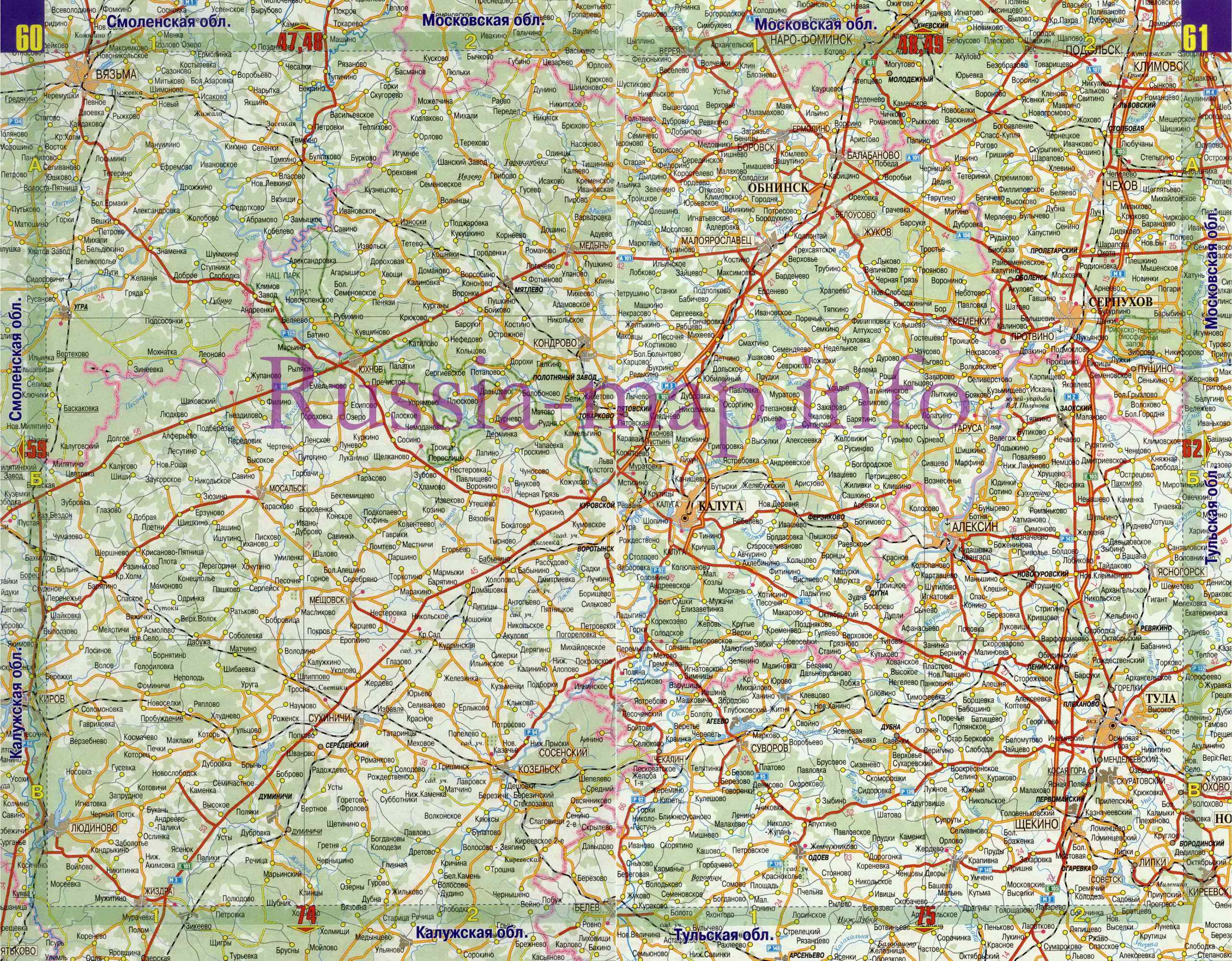 Подробные Карты Калужской Области