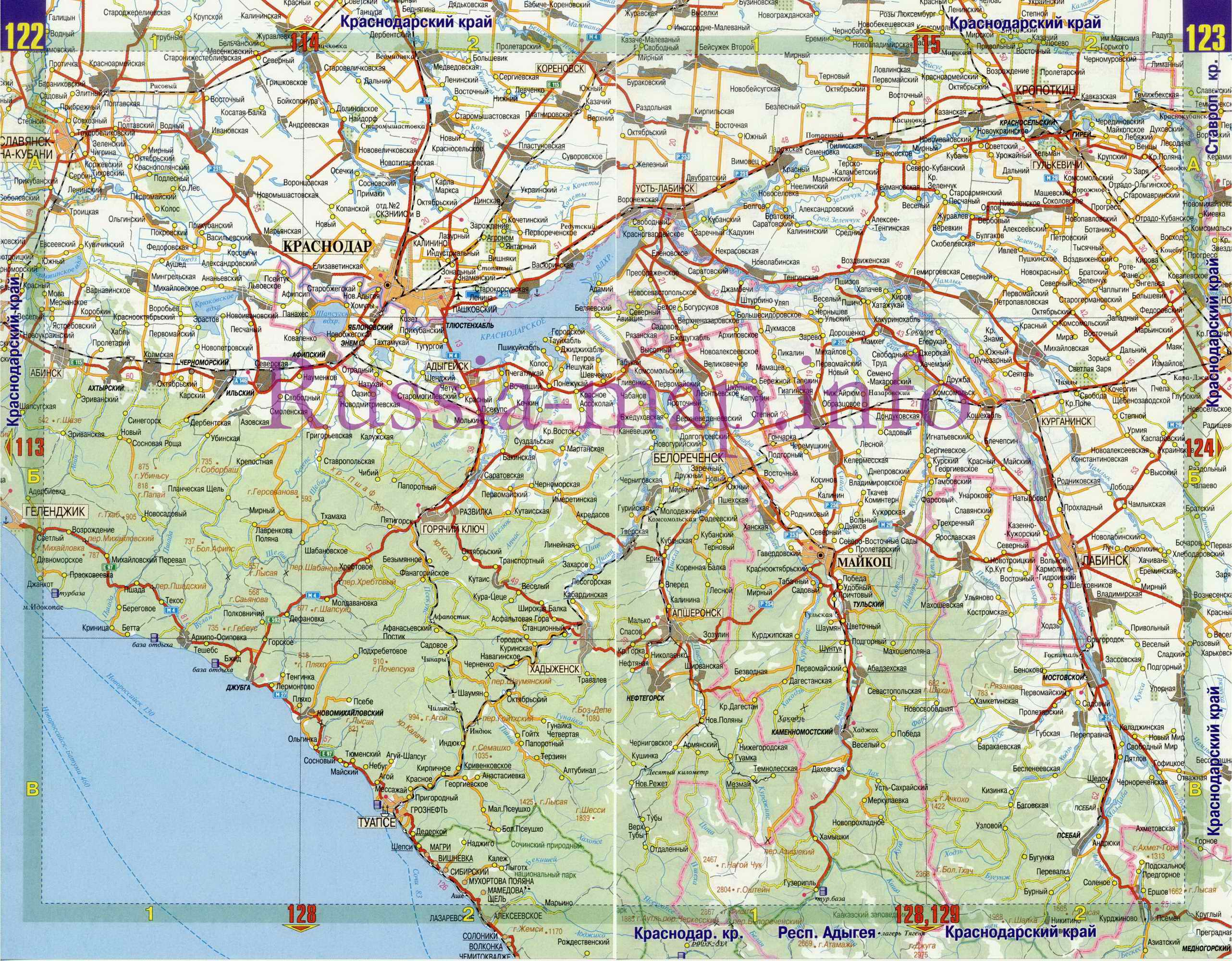 карта краснодарского края фото