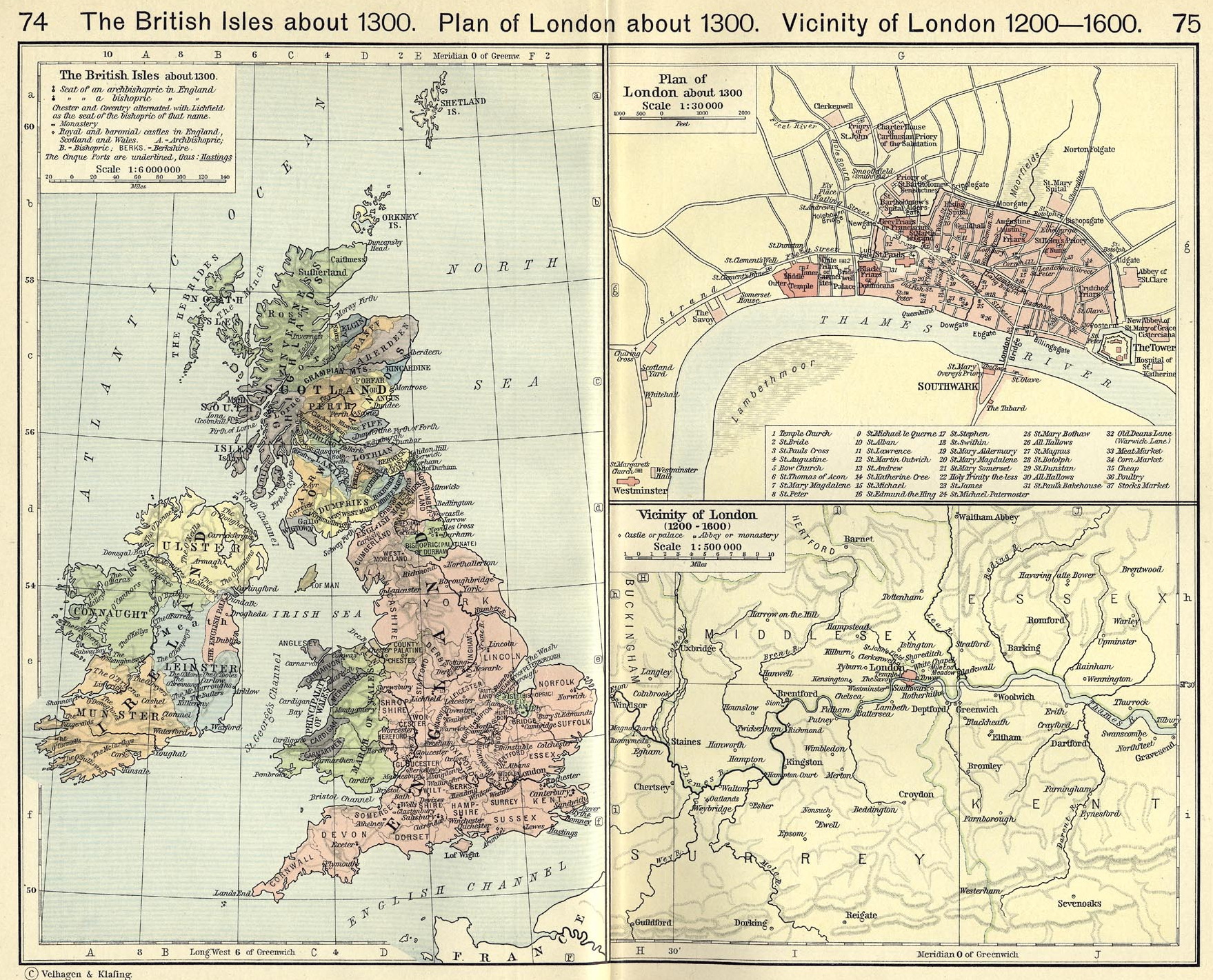 Карта Британских островов 1300 года. Политическая карта Британских островов 1300 года, A0 - 