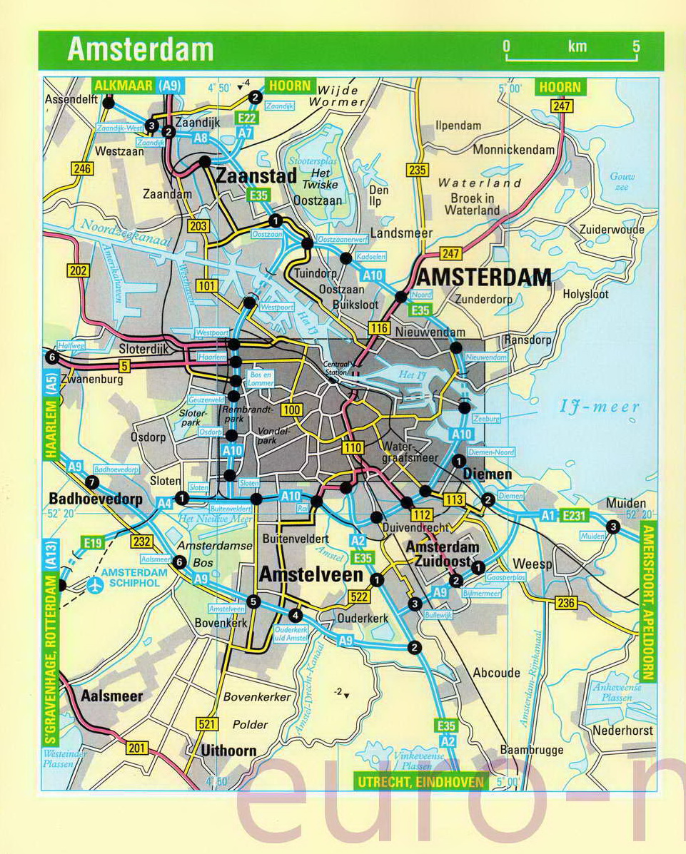 Автомобильная карта Амстердама. Карта дорог окрестностей Амстердама, A0 - 