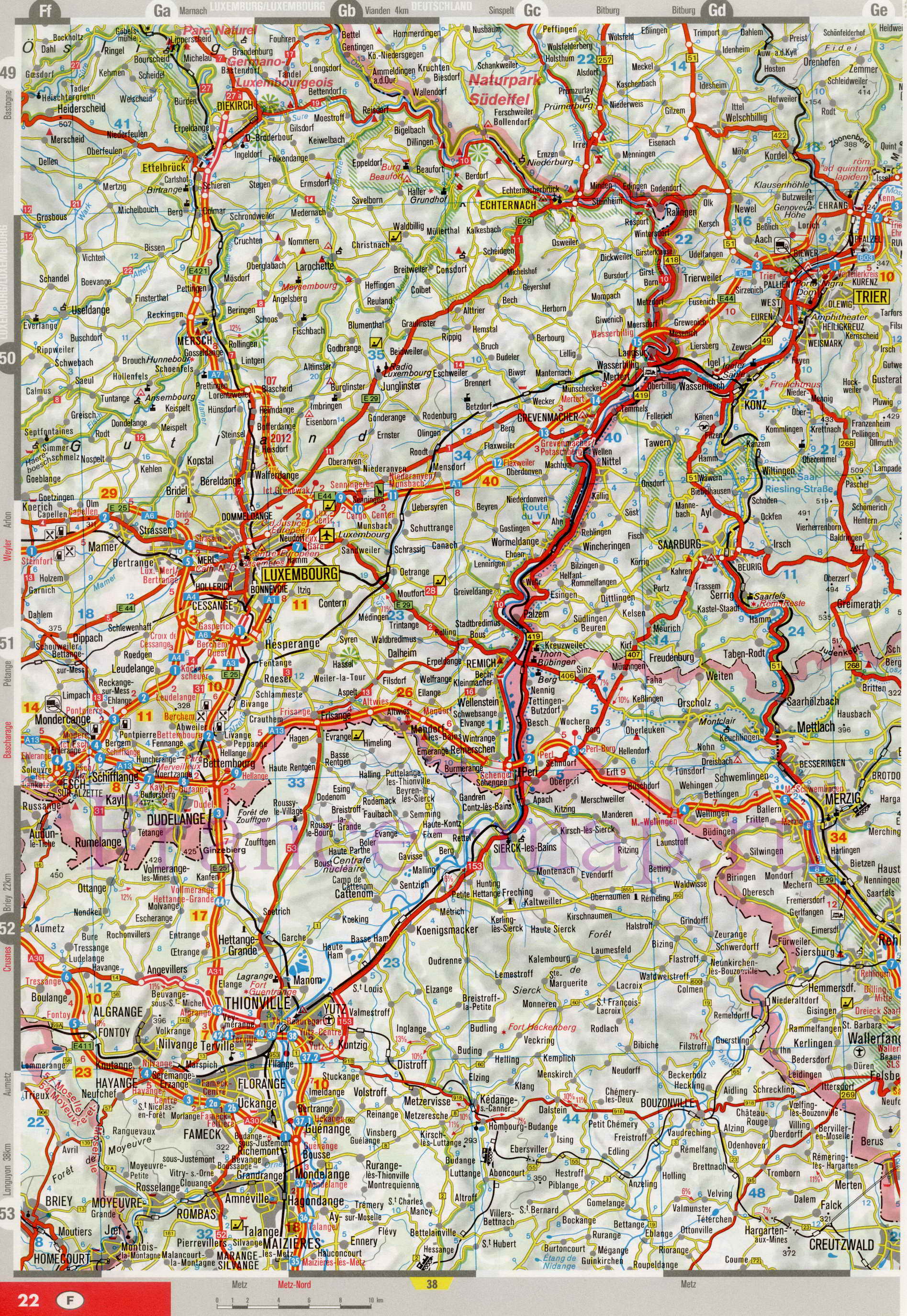 Карта автодорог севера Франции. Подробная карта дорог севера Франции, B0 - 