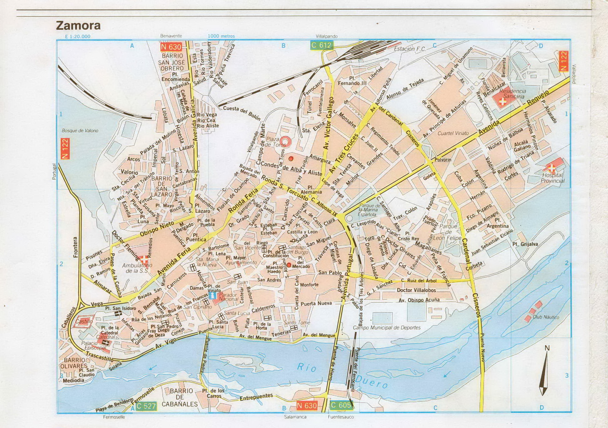 Карта города Замора. Карта улиц города Замора, Испания, A0 - 